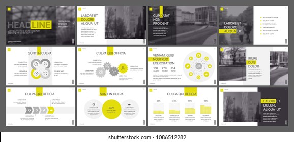 Yellow presentation templates elements on a white background. Vector infographics. Use in Presentation, flyer and leaflet, corporate report, marketing, advertising, annual report, banner.