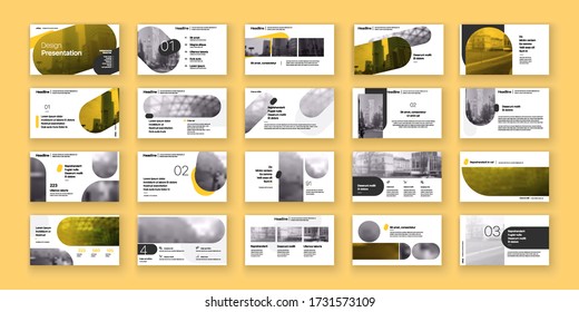 Yellow Presentation Templates Elements. Vector infographics. Use in Presentation, Flyer and Leaflet, SEO, Marketing, Webinar Landing Page Template, Website Design, Banner.