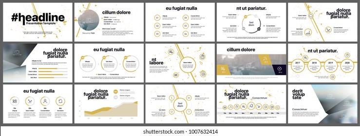 Yellow Presentation templates in Grunge style. Vector infographics elements on a white background. Business  flyer and leaflet Corporate report Marketing Advertising 