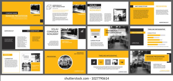 Yellow presentation templates and infographics elements background. Use for business annual report, flyer, corporate marketing, leaflet, advertising, brochure, modern style.