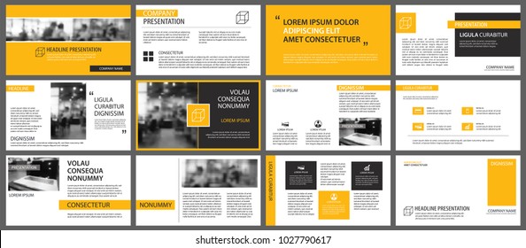 Yellow presentation templates and infographics elements background. Use for business annual report, flyer, corporate marketing, leaflet, advertising, brochure, modern style.