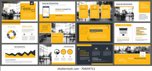 Yellow presentation templates and infographics elements background. Use for business annual report, flyer, corporate marketing, leaflet, advertising, brochure, modern style.