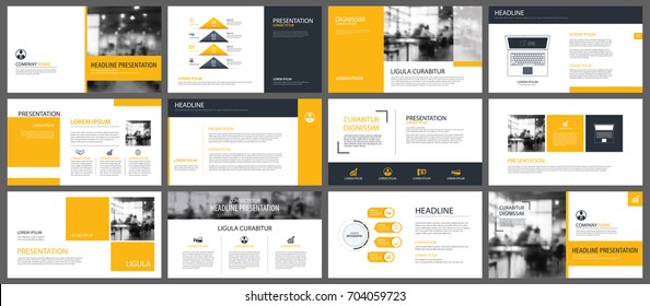 Yellow presentation templates and infographics elements background. Use for business annual report, flyer, corporate marketing, leaflet, advertising, brochure, modern style.