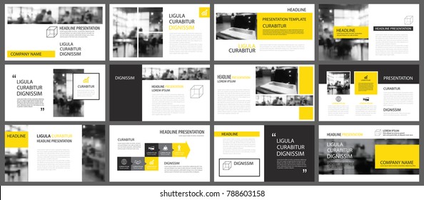 Yellow presentation templates and infographics elements background. Use for business annual report, flyer, corporate marketing, leaflet, advertising, brochure, modern style.