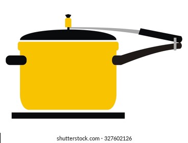 yellow pressure cooker, colored vector icon, yellow and black