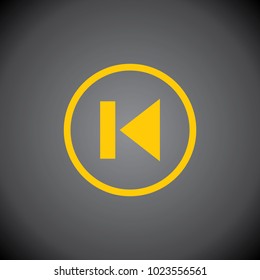 Yellow previous icon on black background.