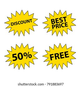 Yellow Price Advertising Campaign Star Shape Sticker, 50 Percent, 50%, Sale, Discount, Best Price, Isolated Object, White Background