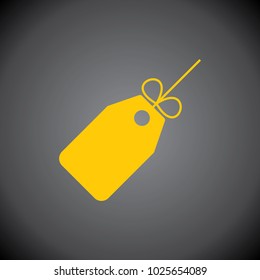 Yellow Price Tag Icon On Black Background.