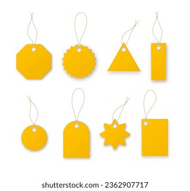 Yellow price tags vector collection. Special offer or shopping discount label. Retail paper sticker. Vector illustration