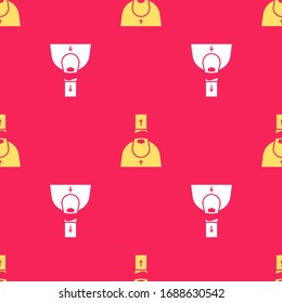 Yellow Priest icon isolated seamless pattern on red background.  Vector Illustration