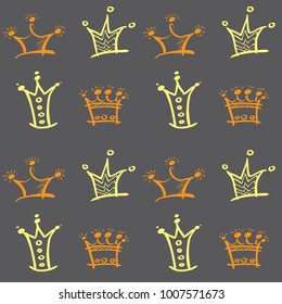 yellow princess crown pattern. vector illustration
