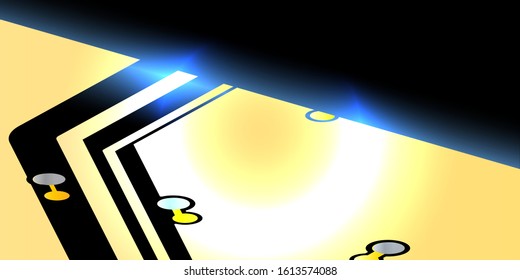 Yellow printed circuit board (PCB) with no components fit (Macro)
