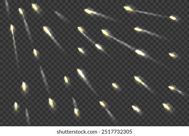 Yellow prism rainbow rays overlay effect. Stock vector illustration in realistic style on transparent background.