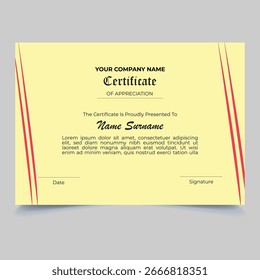 Yellow Professional Certificate Template Design