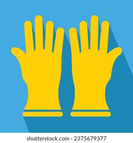 yellow protective gloves simple icon, vector illustration 