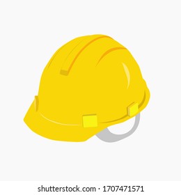 Yellow Protective Helmet. Builder's helmet. Isolated Vector Illustrations on a white background.