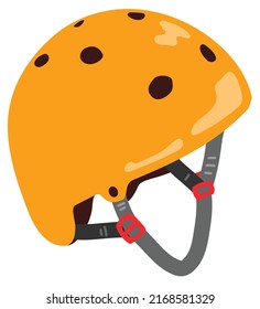 Yellow protective sport helmet for roller or skating. Hand drawn vector illustration. Suitable for website, stickers, greeting cards.