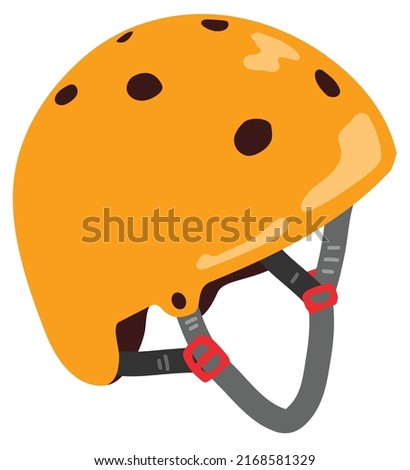Yellow protective sport helmet for roller or skating. Hand drawn vector illustration. Suitable for website, stickers, greeting cards.