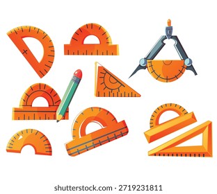 Conjunto de Vector de ilustración de transportador amarillo