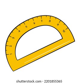 Yellow protractor. Vector illustration. Cartoon