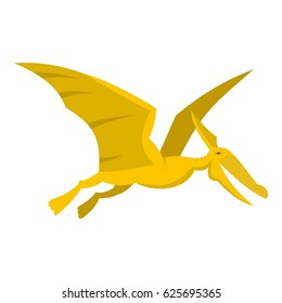 Yellow pterosaurs dinosaur icon flat isolated on white background vector illustration