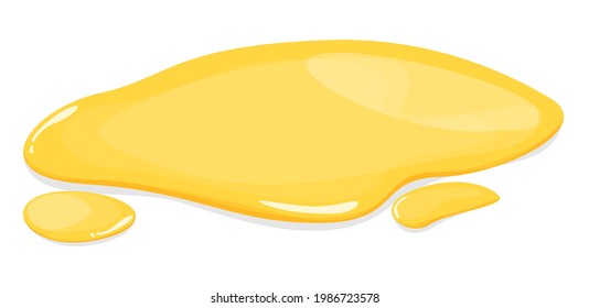 Yellow Puddle Vector Isolated. Oil, Honey, Urine Or Gasoline Liquid. Gold Colored Natural Shape Of Stain. Wet Spot.