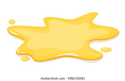 Yellow Puddle Vector Isolated. Oil, Honey, Urine Or Gasoline Liquid. Gold Colored Natural Shape Of Stain. Wet Spot.