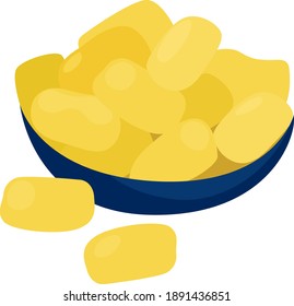 Grano de maíz amarillo, ilustración, vector sobre un fondo blanco.