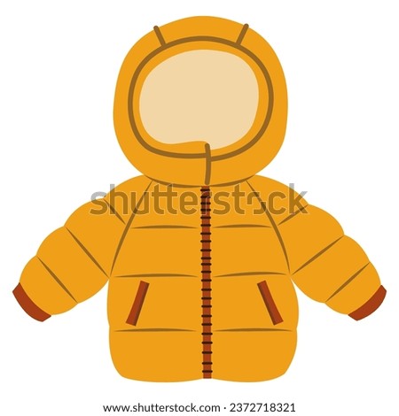 Yellow puffer jacket on white background