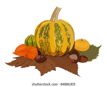 Yellow Pumpkin Autumn Scene
