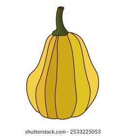 Yellow pumpkin flat icon. Vector illustrations isolated on white background.