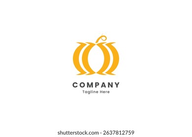 Yellow pumpkin logo with modern style, vector design, pumpkin concept logo