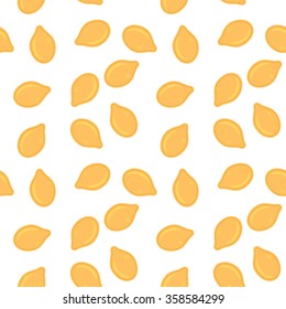 yellow pumpkin seeds. Seamless pattern