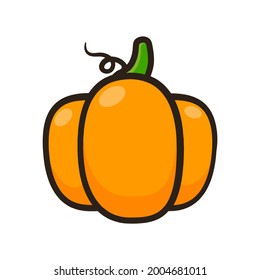 Yellow pumpkin vector for carving scary ghost faces for Halloween.