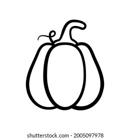 Yellow pumpkin vector for carving scary ghost faces for Halloween.