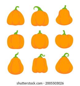 Yellow pumpkin vector for carving scary ghost faces for Halloween.