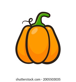 Yellow pumpkin vector for carving scary ghost faces for Halloween.