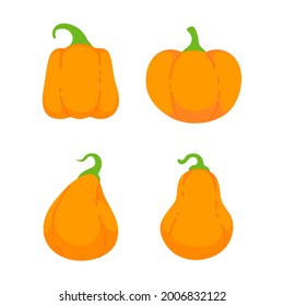 Yellow pumpkin vector for carving scary ghost faces for Halloween.