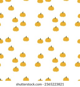 Yellow pumpkins. Vector illustration in flat cartoon style. Seamless pattern