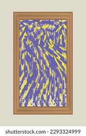  yellow purple abstract colorful wall painting with brown frame modern painting with wooden frame