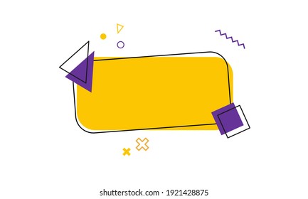 Yellow and purple abstract poster with memphis banner.