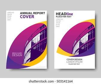 Yellow And Purple Annual Report Cover, Brochure Design. Colorful Flyer Layout, Leaflet Template. Presentation Template, Magazine Cover. Book Cover, Eps10