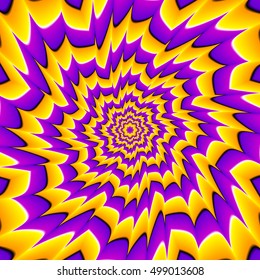 Yellow and purple background with flower (optical expansion illusion)