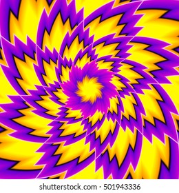 Yellow and purple background with flower (optical expansion illusion)