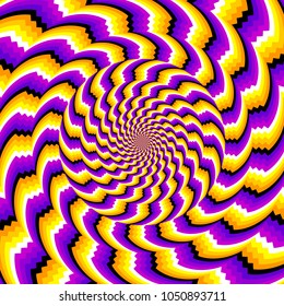 Yellow and purple background with spin illusion.