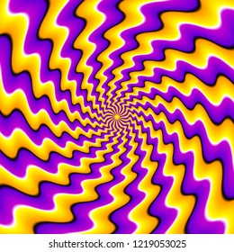 Yellow and purple background. Spin illusion.