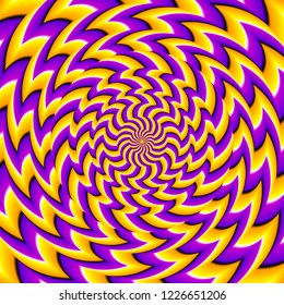 Yellow and purple background. Spin illusion.