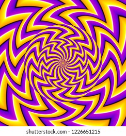 Yellow and purple background. Spin illusion.