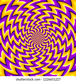 Yellow and purple background. Spin illusion.
