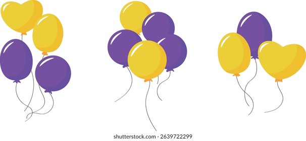 yellow purple balloons vector balloon design for your parties